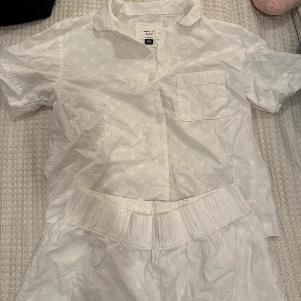 American Eagle Outfitters White Eyelet Pajama Set